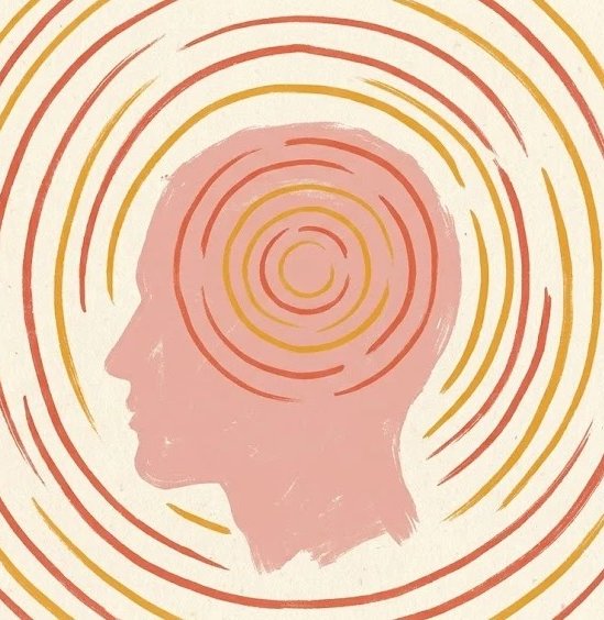 Illustration of a head profile with concentric circles