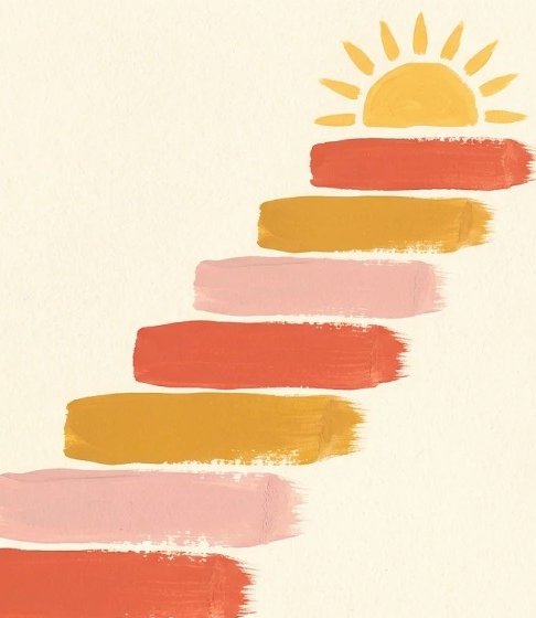 Illustration of stairs rising to a sun